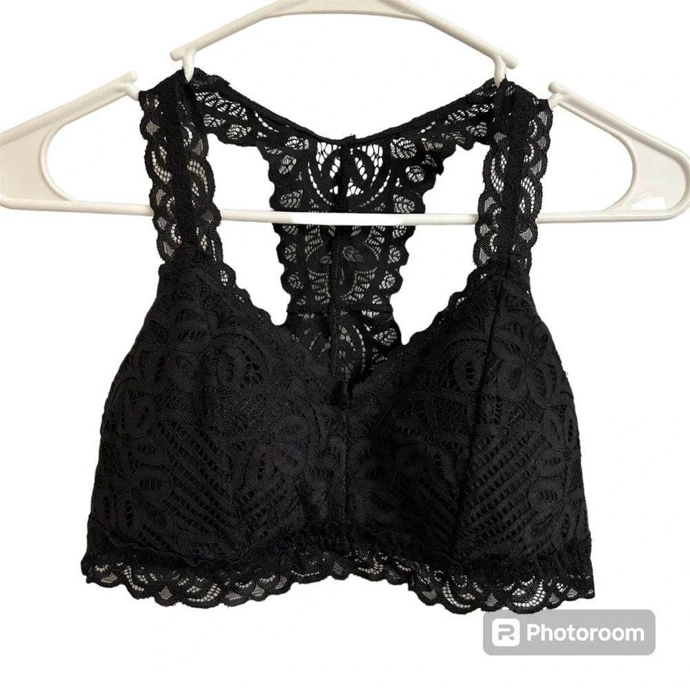 Maurice’s Womens XS Black Floral Lace Padded Racerback Bralette Lightweight